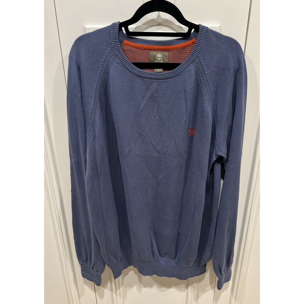 Timberland Sweater Mens Size XXL Blue Cotton Knit Pullover Crew Neck‎ Outdoor